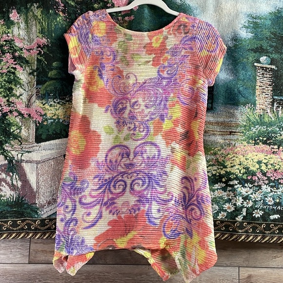 Ing Ladies Floral Beaded Top, Size Small, Orange Floral Multicolor - Picture 6 of 9